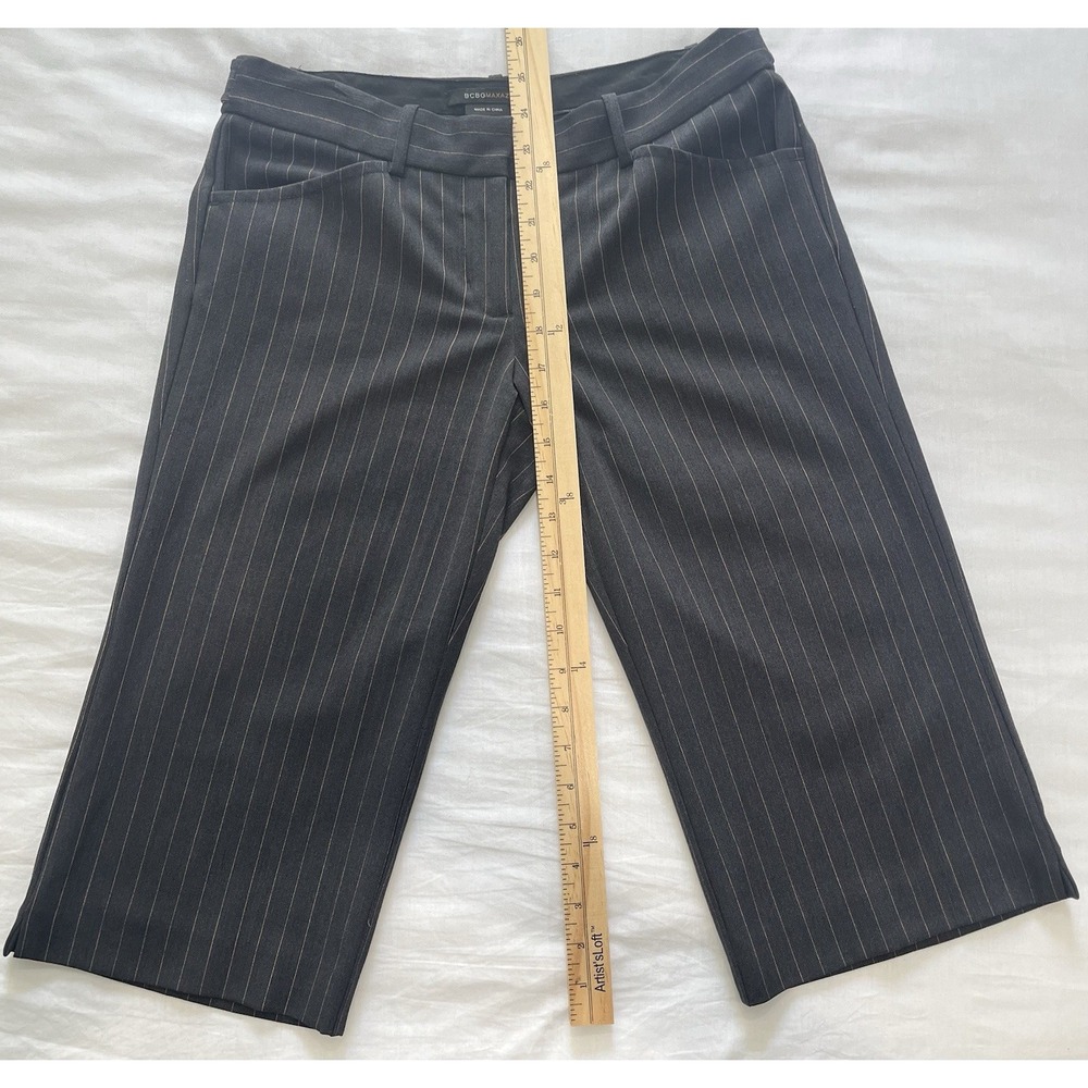 BCBGMAXAZRIA Womens Gray Pinstripe Cropped Dress Pants Trousers Size 2 - Picture 4 of 7
